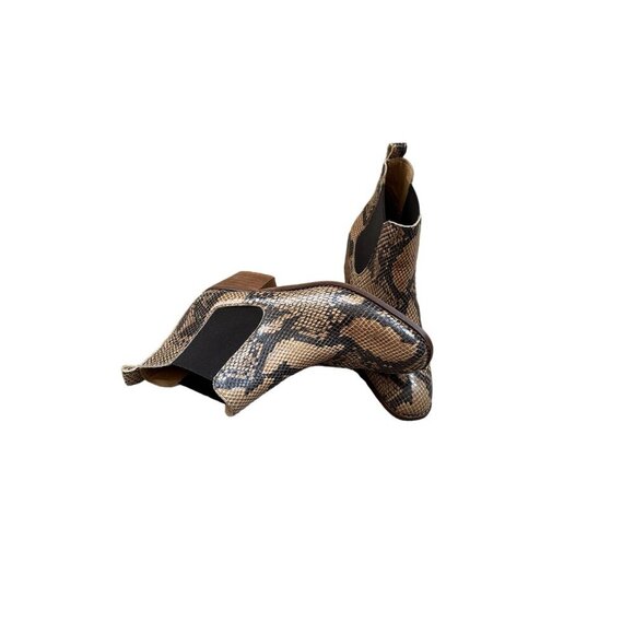 Steve Madden Snake-Print Leather Chelsea Boots Size 8 Elastic Side Panels - Picture 11 of 11